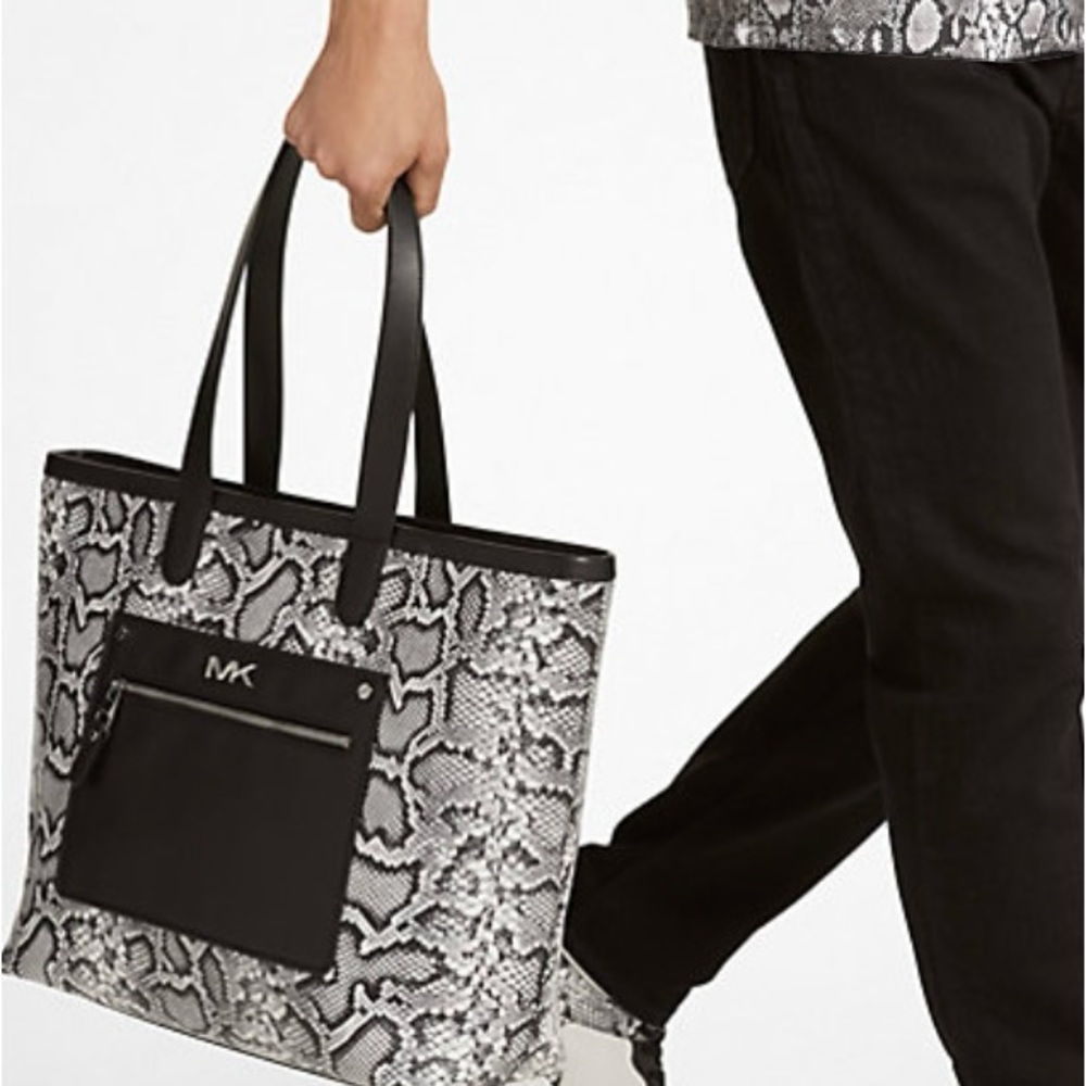 MICHAEL KORS EXCUSE LIMITED Varick Snake Embossed Leather Tote Bag
